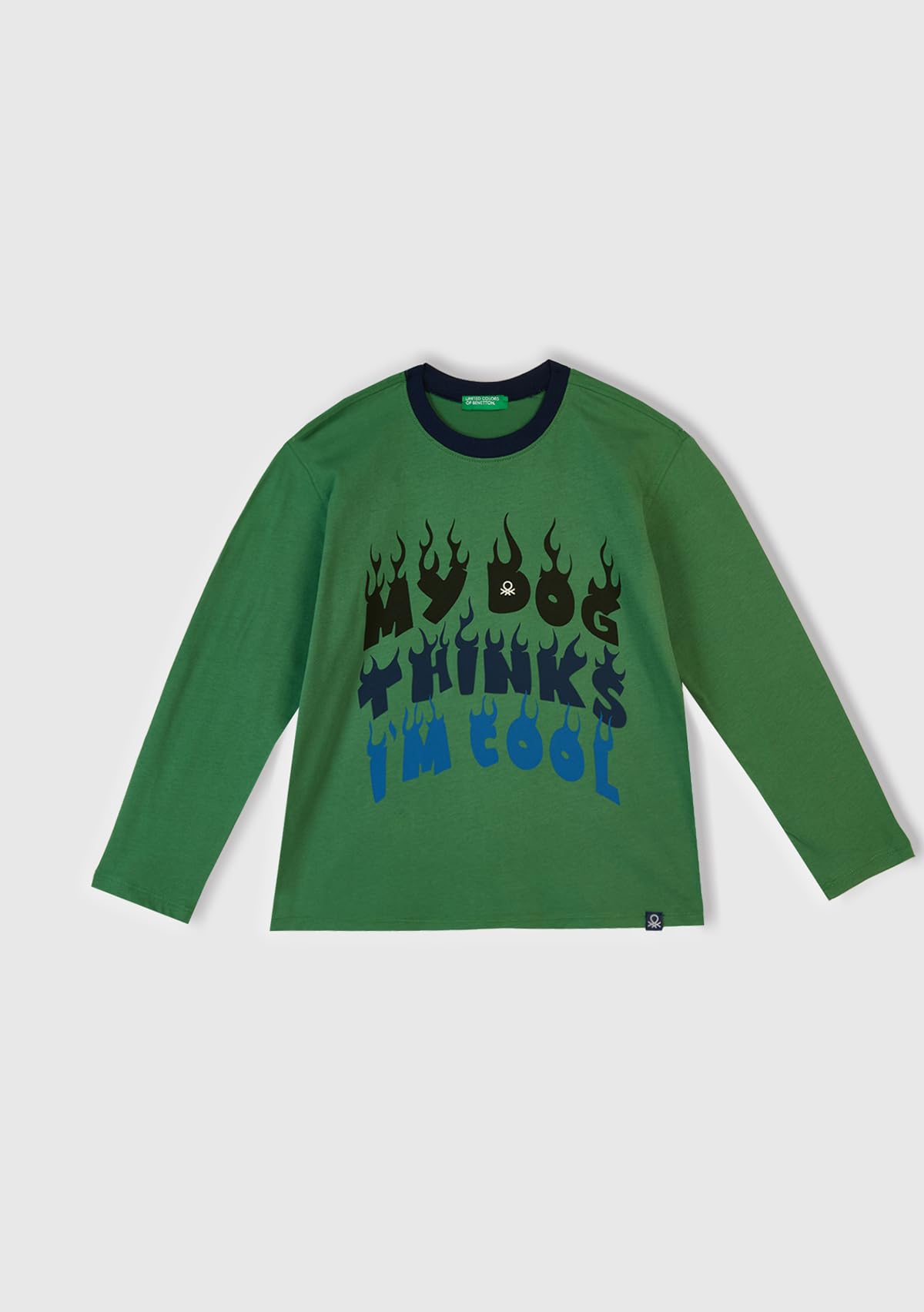 Benetton 3VD00P08X set pigiama bambino jersey cotone verde