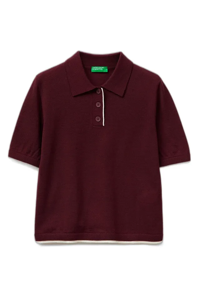 Benetton 11ahd301j Maglia Polo XS Marrone Lana