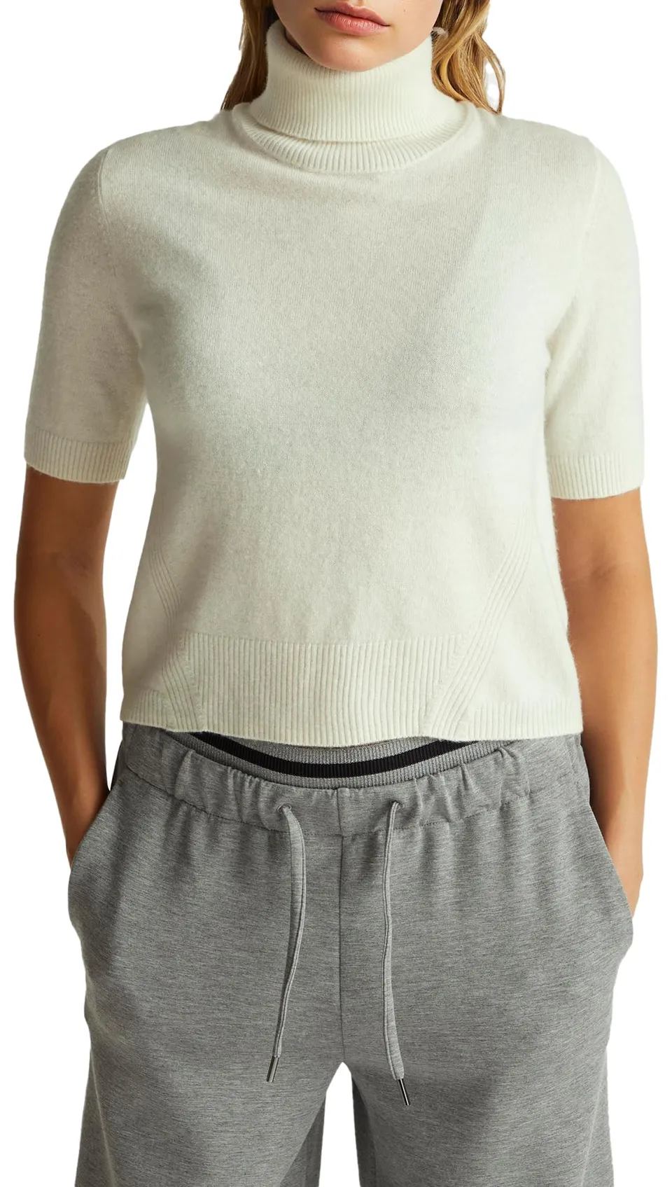 Benetton 102hd203x Maglia Donna Dolcevita Manica Corta