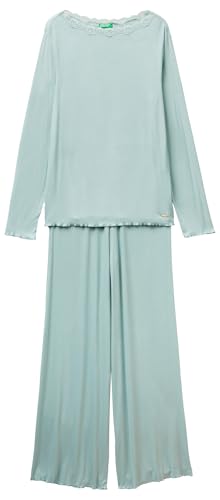 Benetton 3p2y3p03y Pigiama Donna M Verde costina pizzo