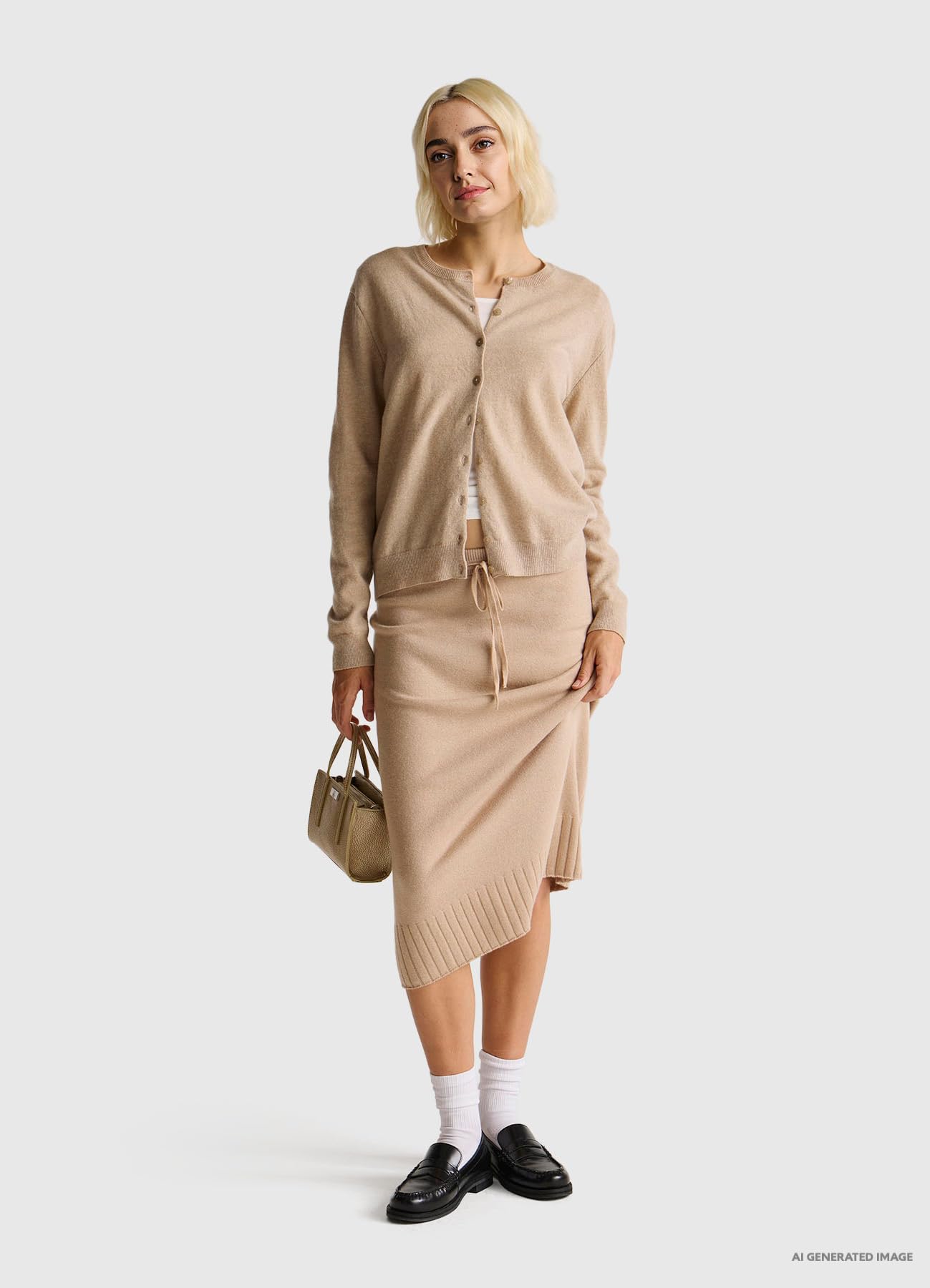 Benetton 1002d5485 cardigan donna beige 562 manica lunga