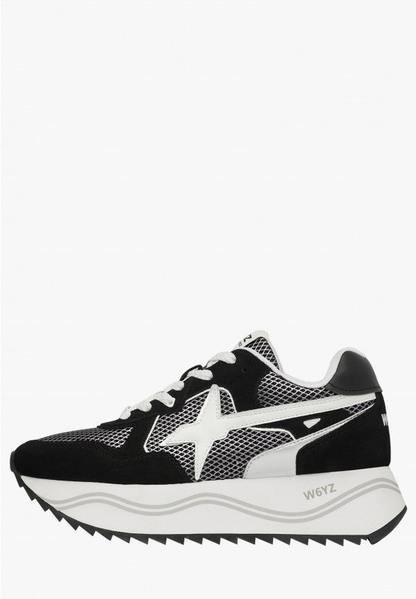 W6YZ Deva 2017405 48 sneakers donna nero bianco platform