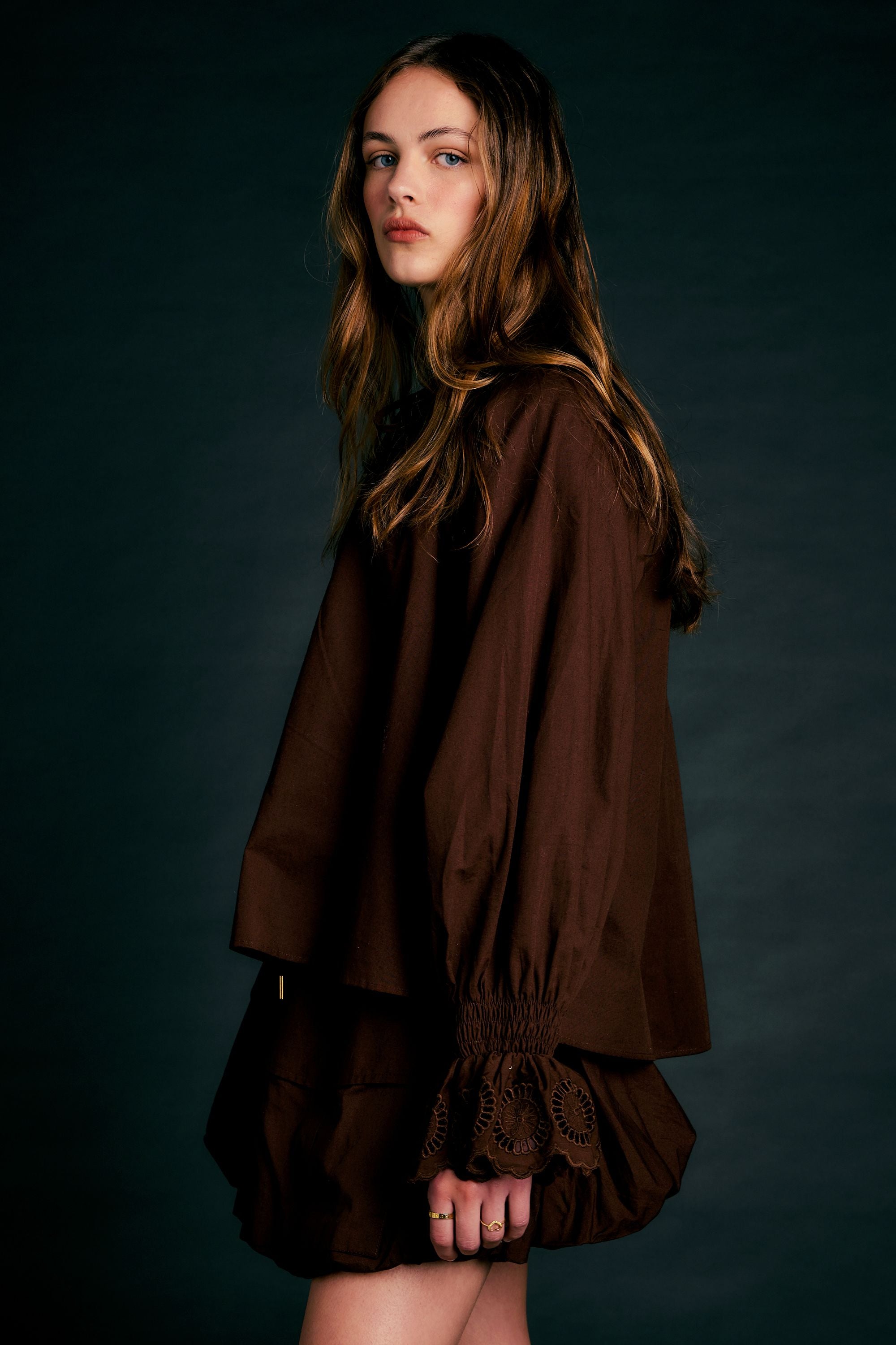 Karen Walker Ivy Blouse camicetta chocolate cotone organico