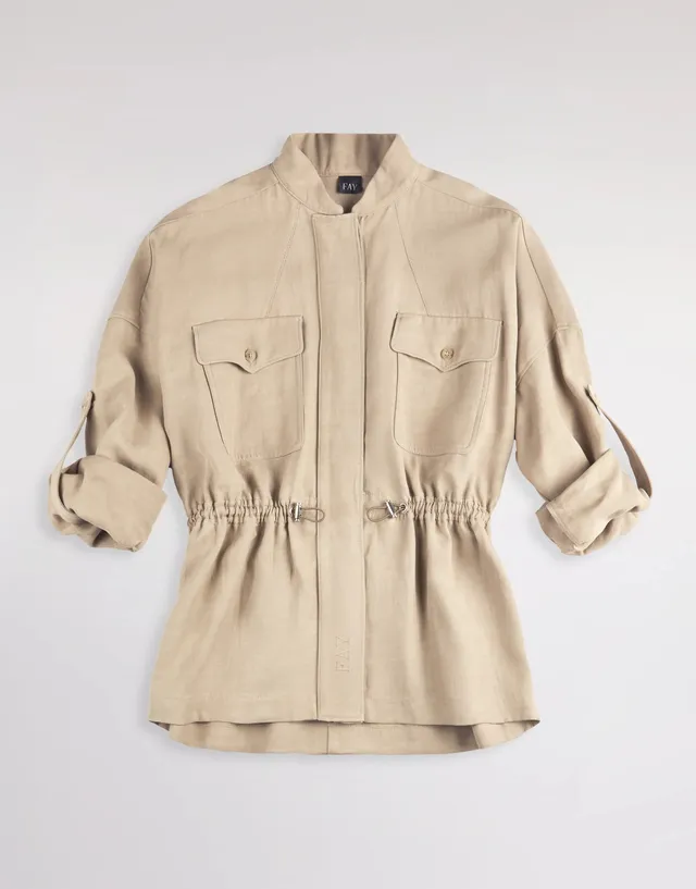 Fay NAW04525640ZD Giacca Sahariana Beige Lino