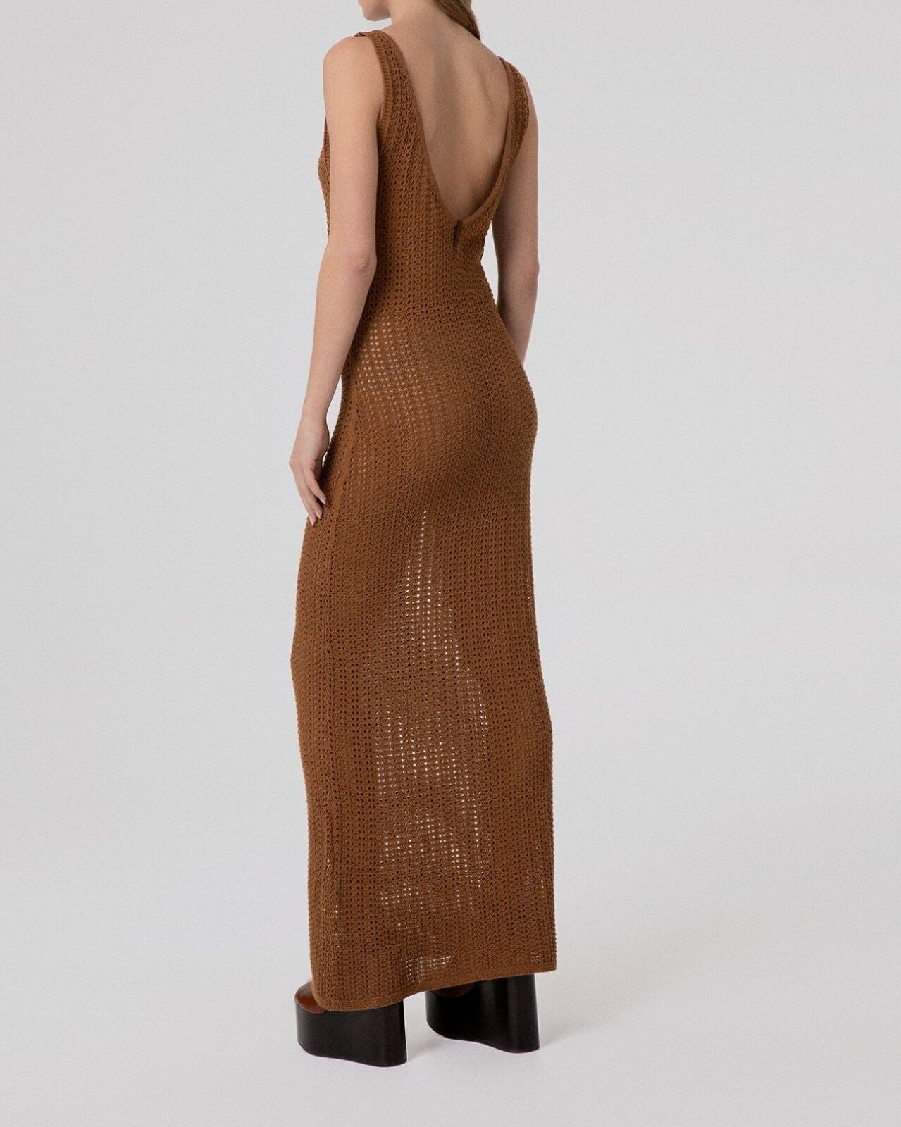 Hinnominate HMABW02672 Abito donna lungo moka traforato