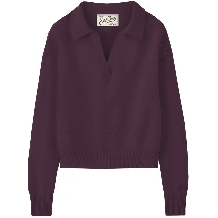 MC2 Saint Barth Eze Wool polo donna melanzana lana
