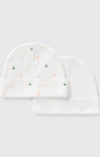 Benetton set 2 berretti costina organica con logo