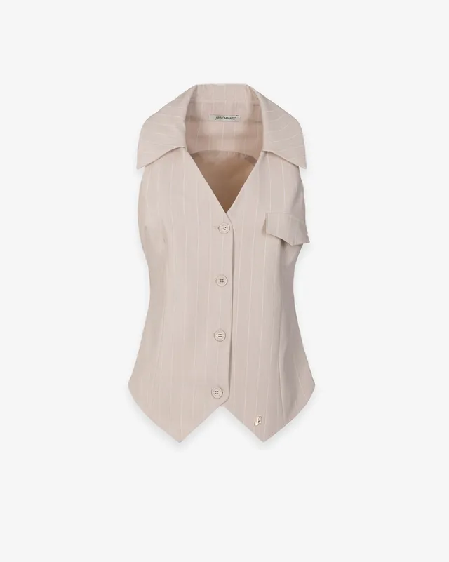 Hinnominate HMABW02562 Gilet Donna Beige gessato slim