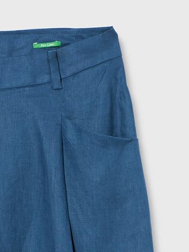 Benetton 4AGHDF05W Pantaloni Donna Lino Vita Regular