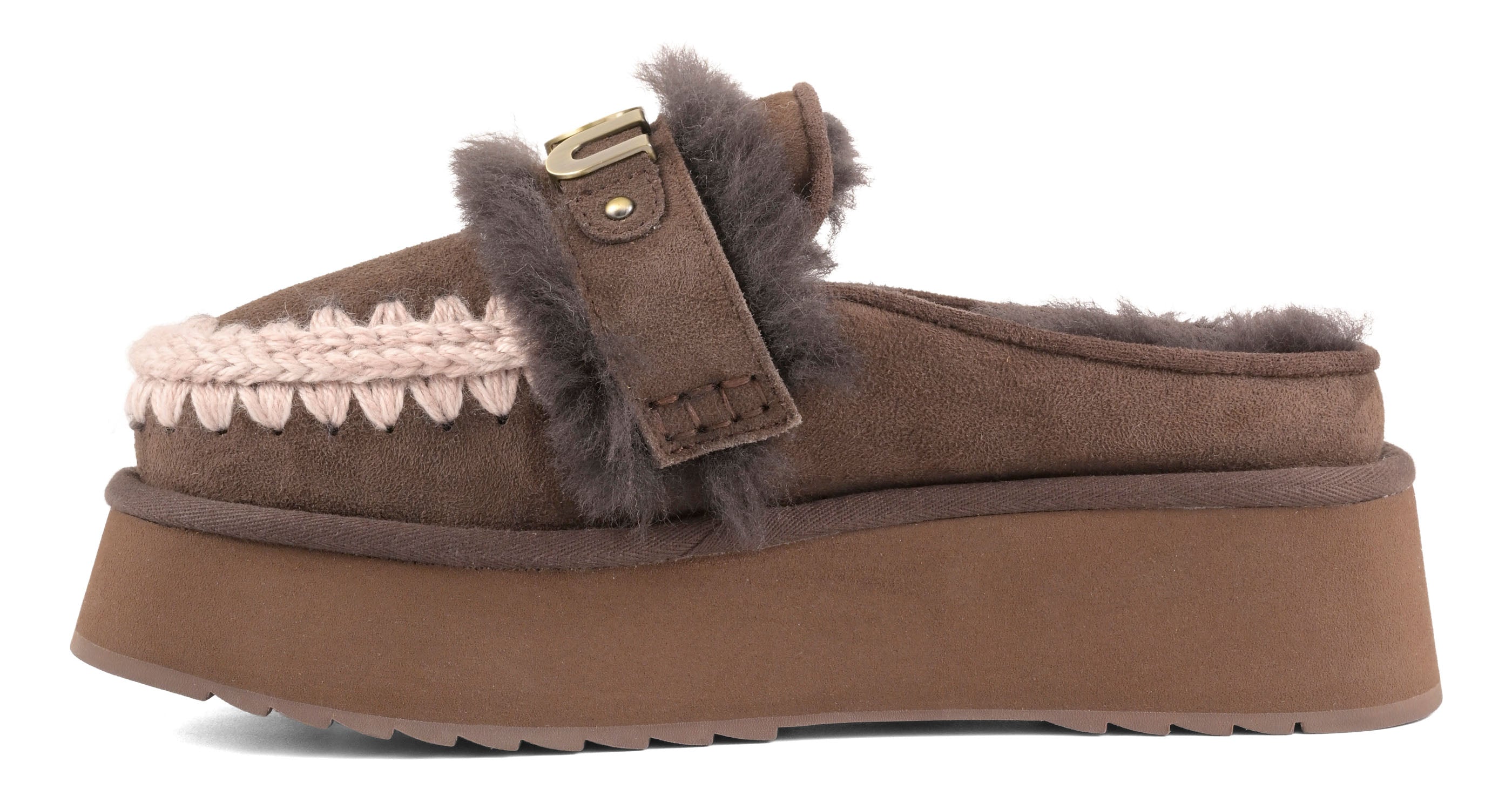 Mou Platform Clog FW681006A ciabatta mocha scamosciata