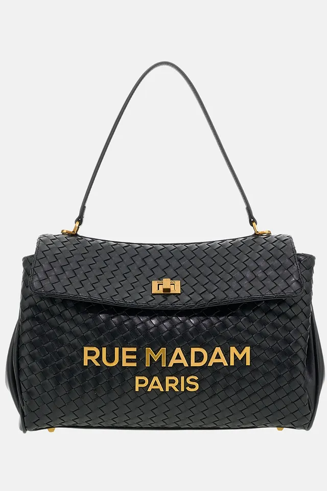 Rue Madam Les Jours XL Motif borsa donna nera intrecciata