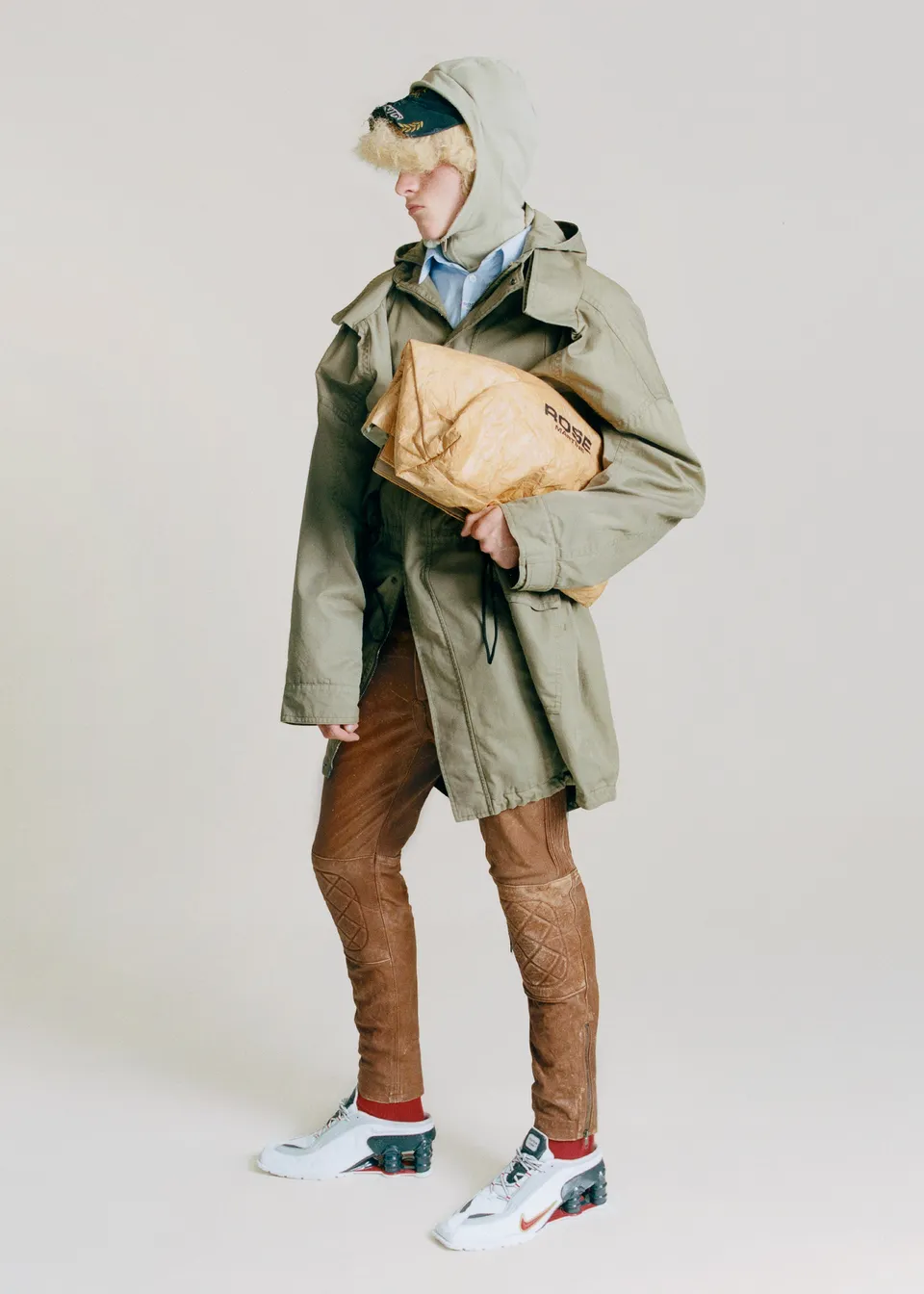 Martine Rose Half Stretch Trench giacca Khaki Green cotone