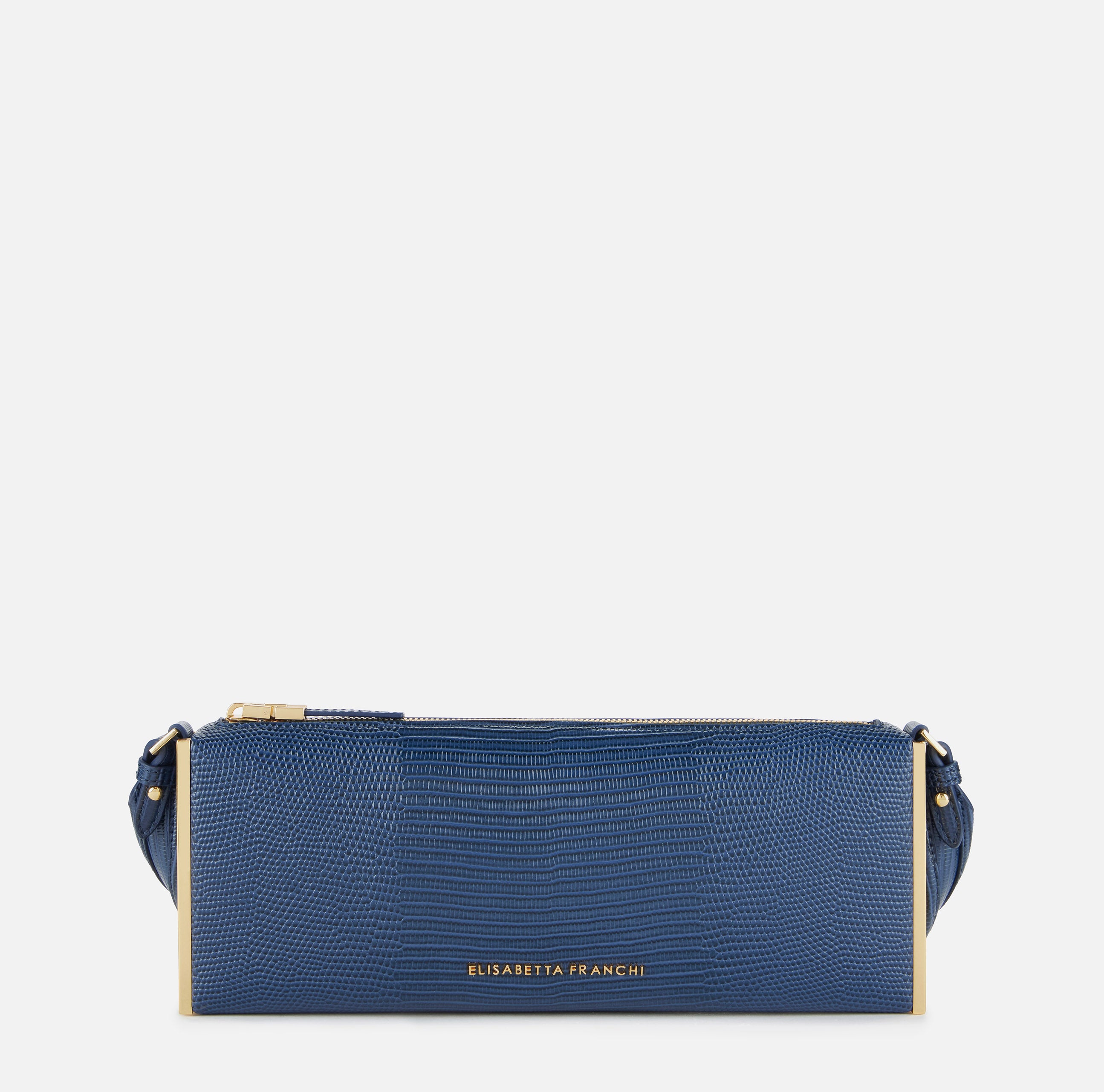 Elisabetta Franchi BS15A66E2 borsa blu notte lucertola