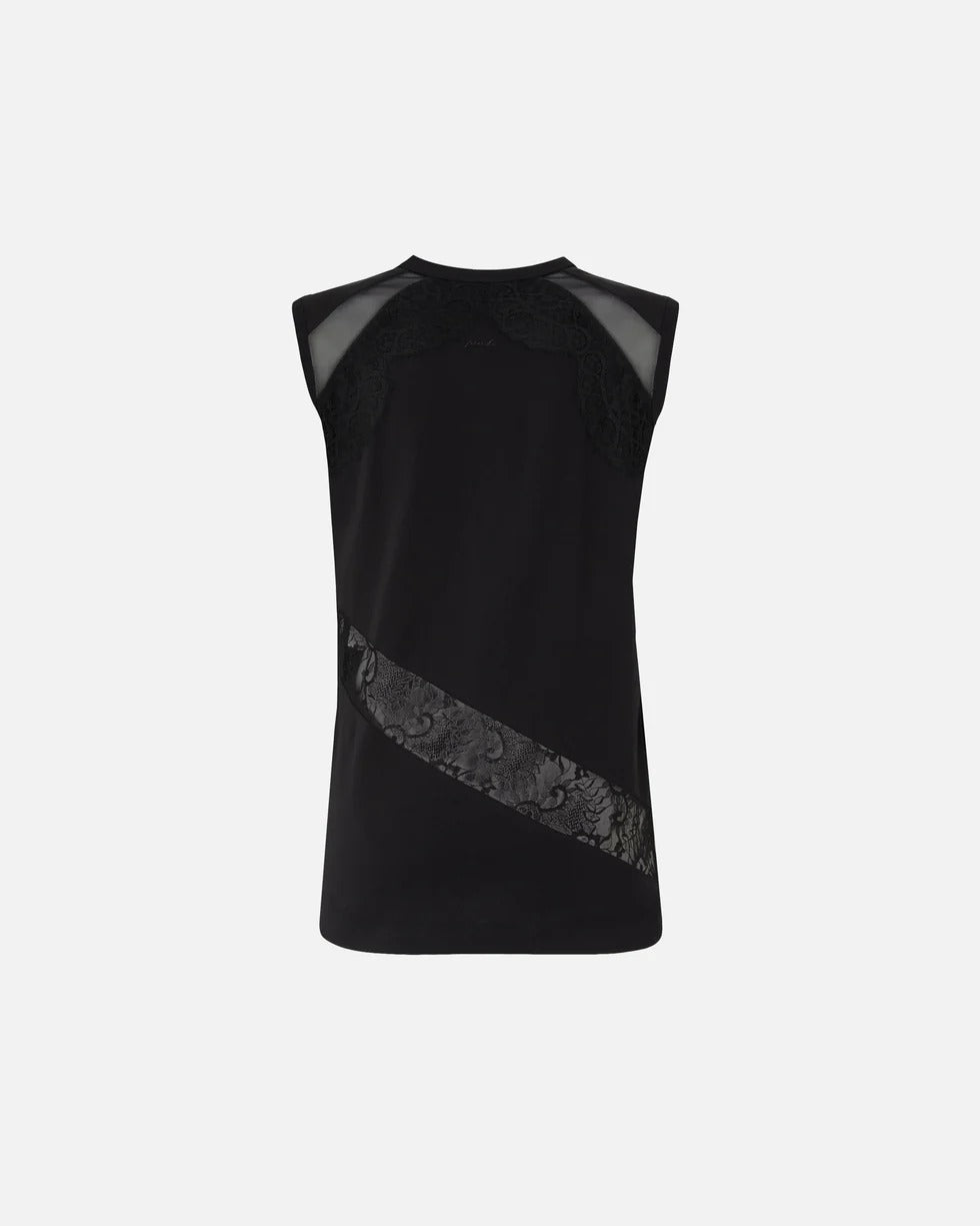 Pinko Molly 106291 A335 Top Nero Pizzo Floreale