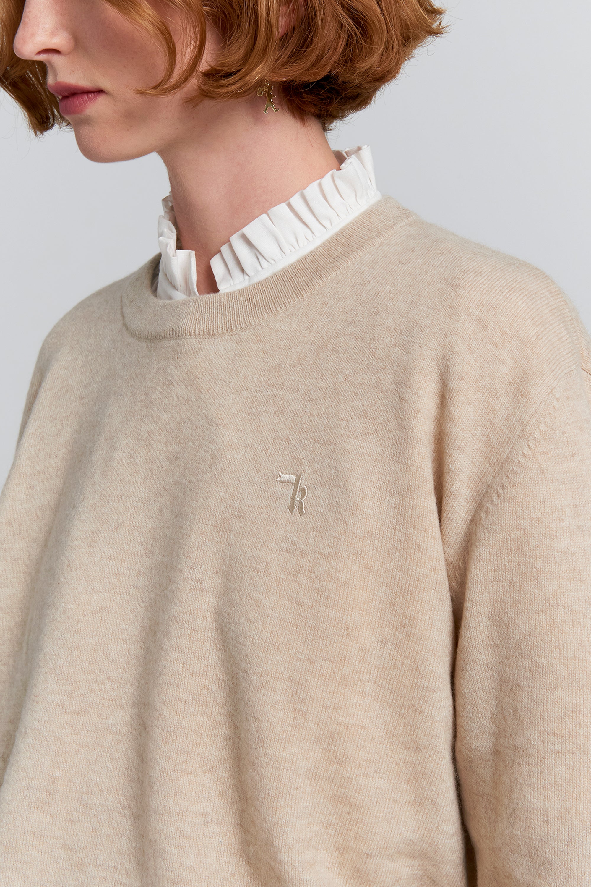 Karen Walker Classic Cashmere Sweater maglione Stone Marle cashmere