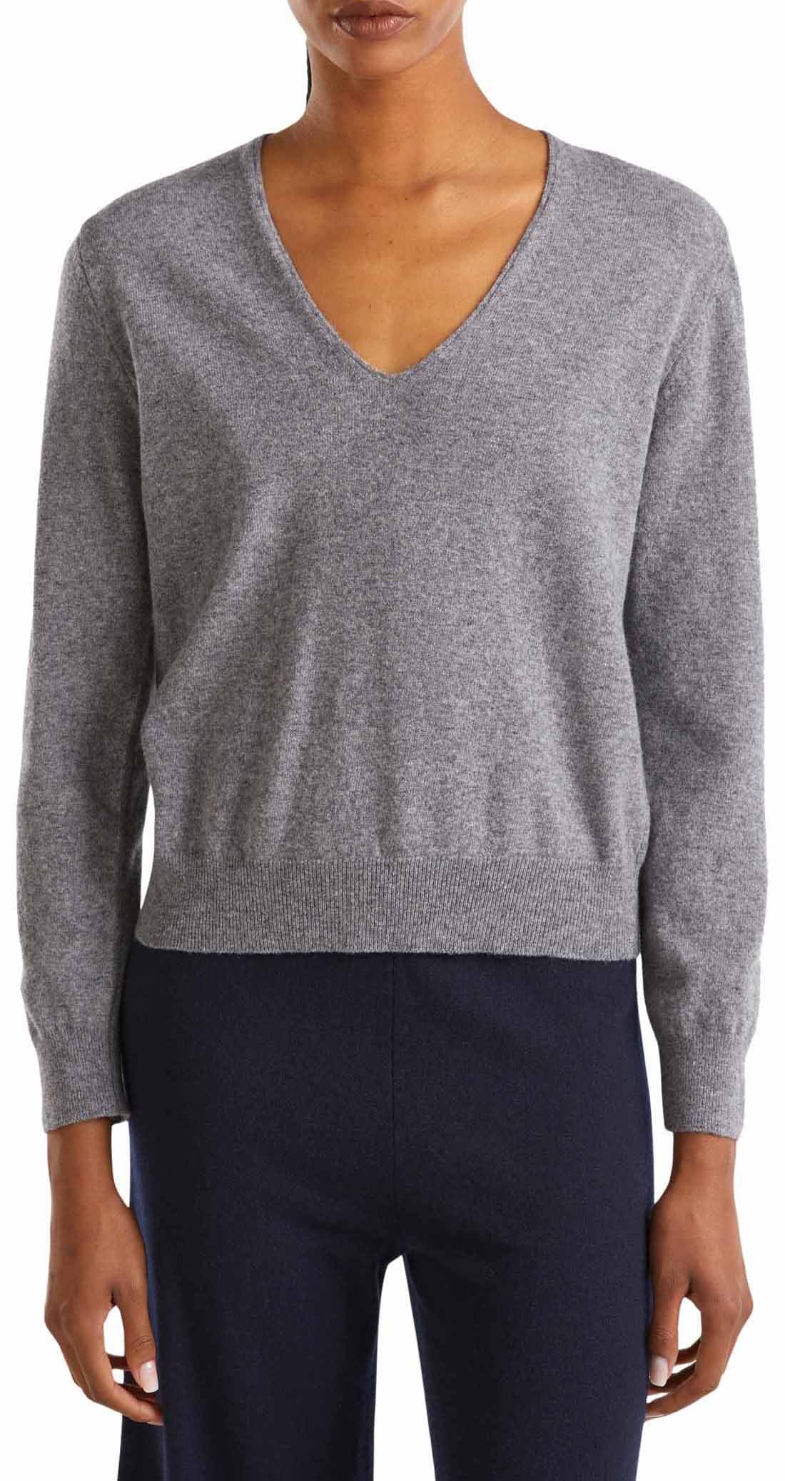 United Colors of Benetton 1002d401y Maglione Donna Scollo V Blu