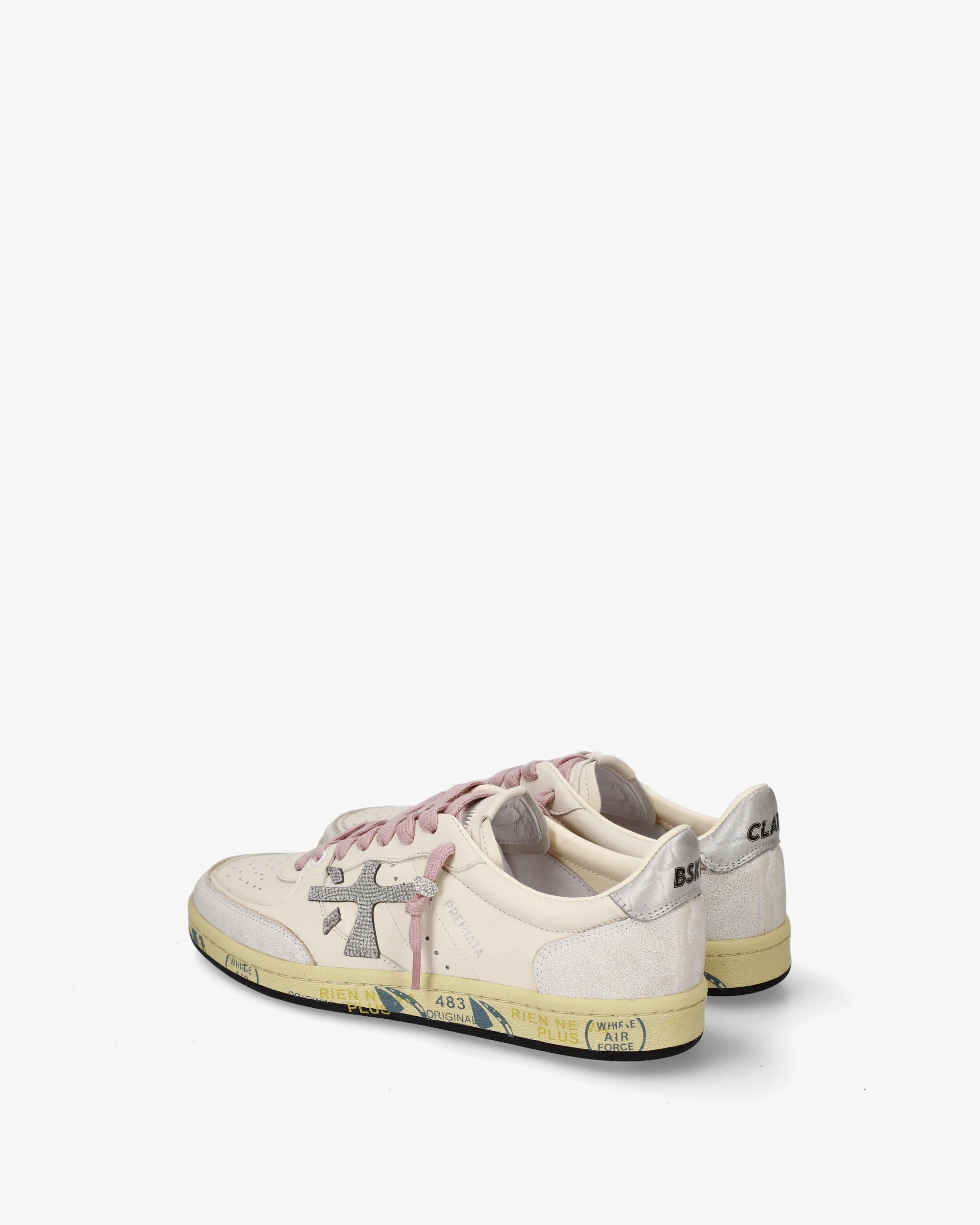 Premiata Bsktclay 8467 Sneakers Donna Bianco Grigio Rosa Pelle