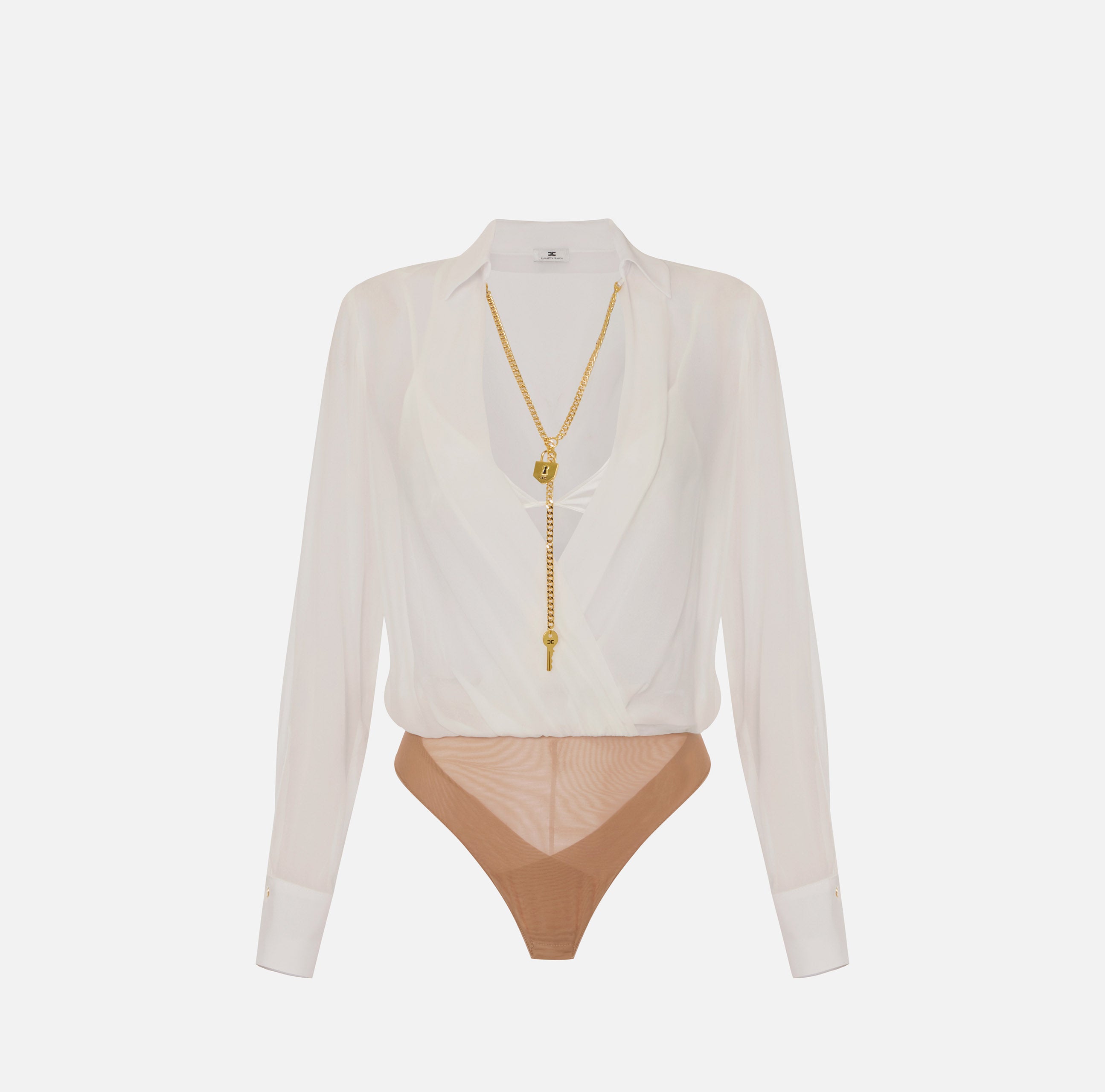 Elisabetta Franchi CB00966E2 Body Camicia Avorio Taglia 40