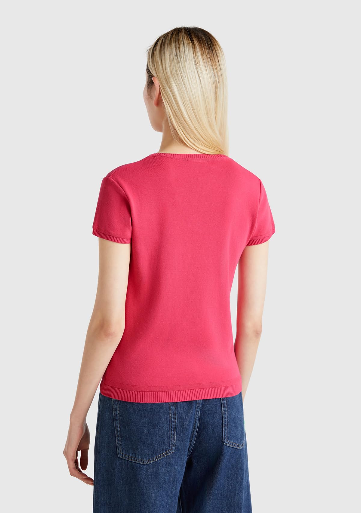 Benetton 1091d1m10 maglia donna girocollo tinta unita