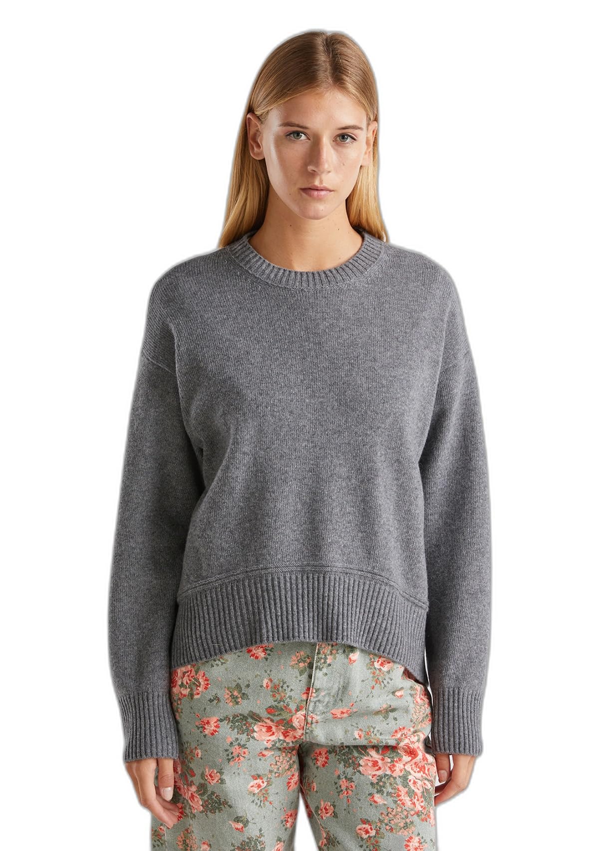 Benetton Maglieria 1244d10bc Maglione Boxy Donna Bianco