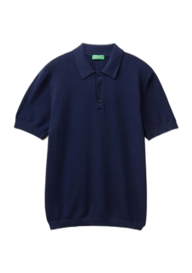 Benetton polo uomo blu XS manica corta regular