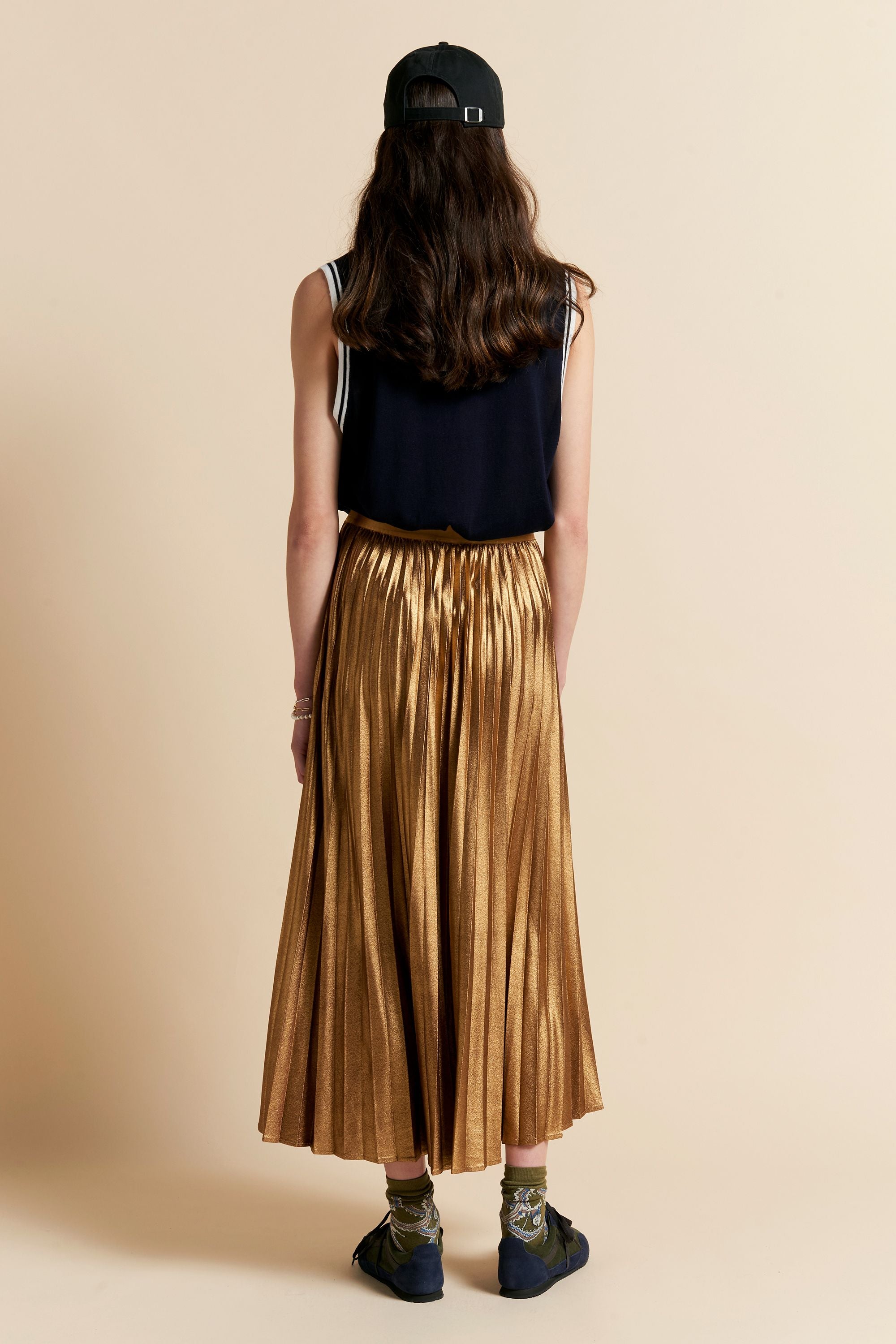 Karen Walker Sunray gonna plissettata oro metallizzato