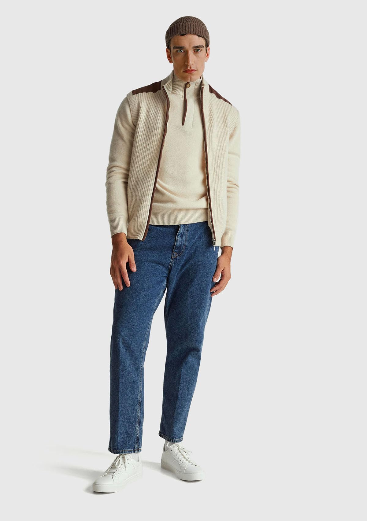 Benetton Maglieria 1444u2022 Maglione Uomo XS con zip