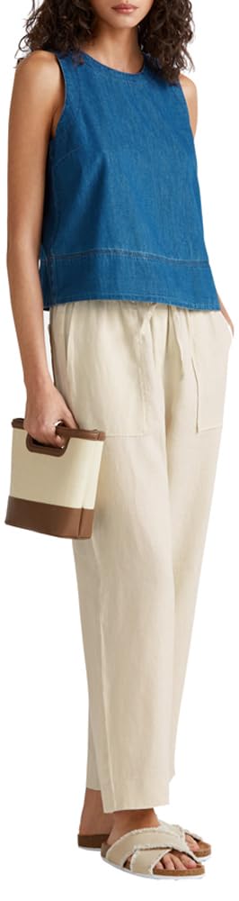 Benetton 4aghdf08j pantalone donna in lino beige