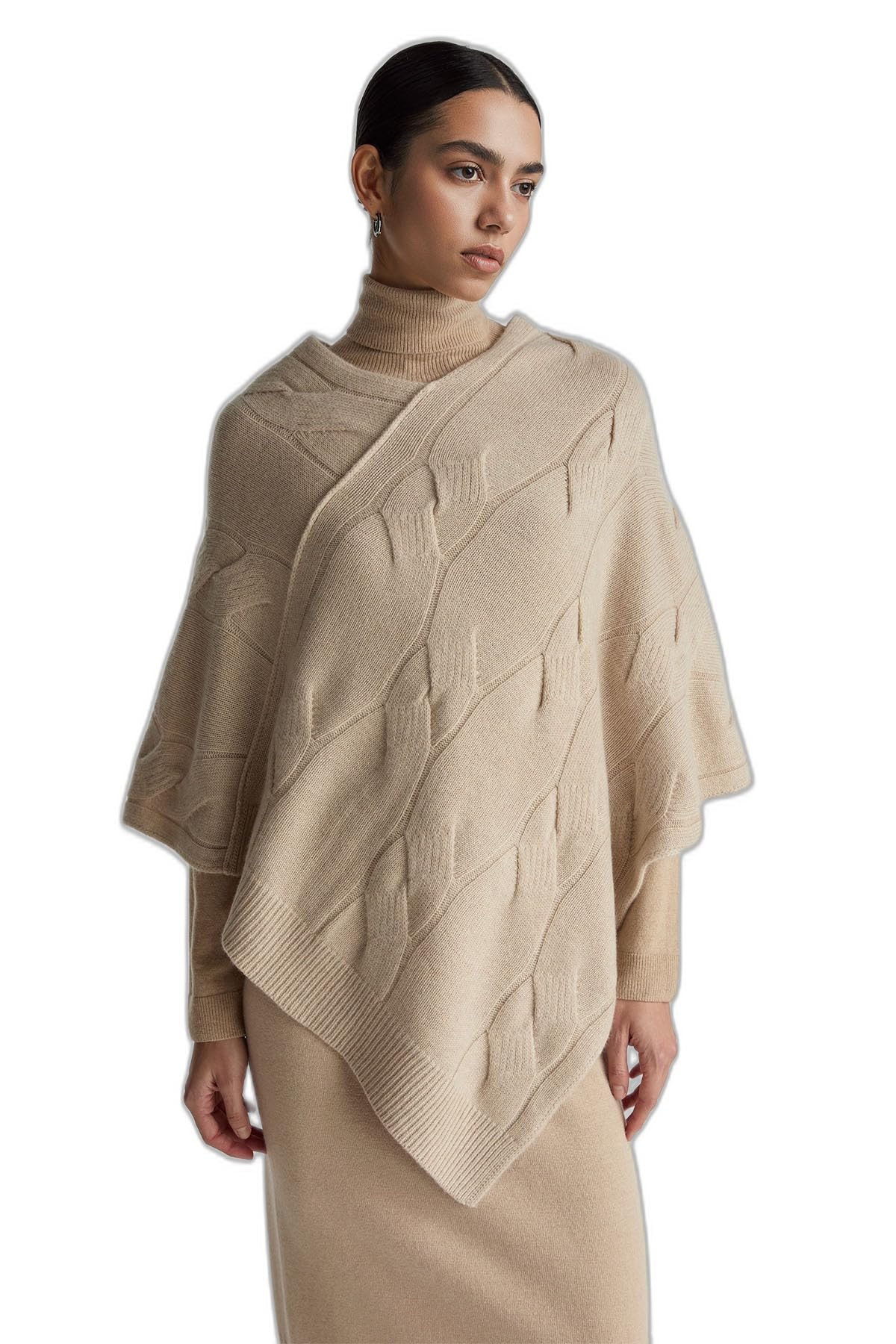 Benetton Maglieria 10K1DU01S Poncho Mantella Bianco