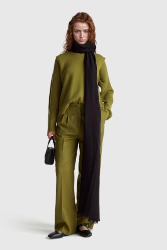 Benetton Pantaloni Donna Fresco Lana Taglia 42 Regular Fit
