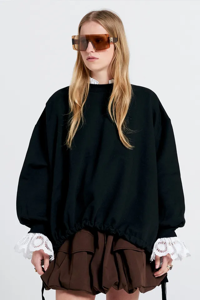 Karen Walker Fraternity felpa nera riciclata college