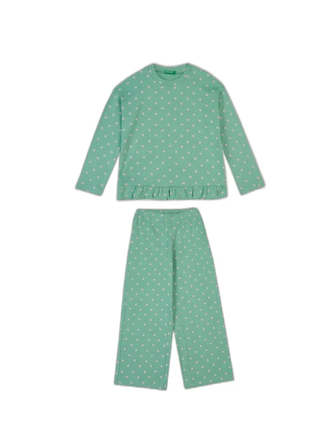 Benetton 3TGJ0P094 Set Pigiama Bambina 90 Multicolor