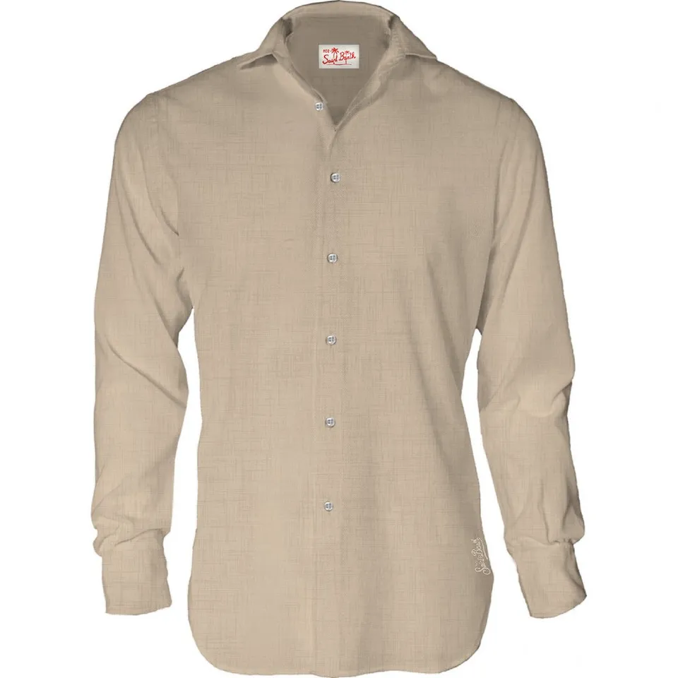 MC2 Saint Barth Pamplona Camicia Lino Beige Uomo