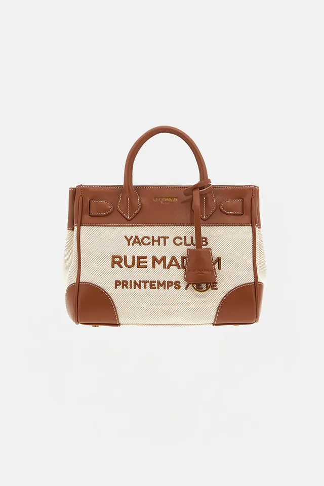 Rue Madam 1557 Riviera Mini Tote borsa donna canvas brown