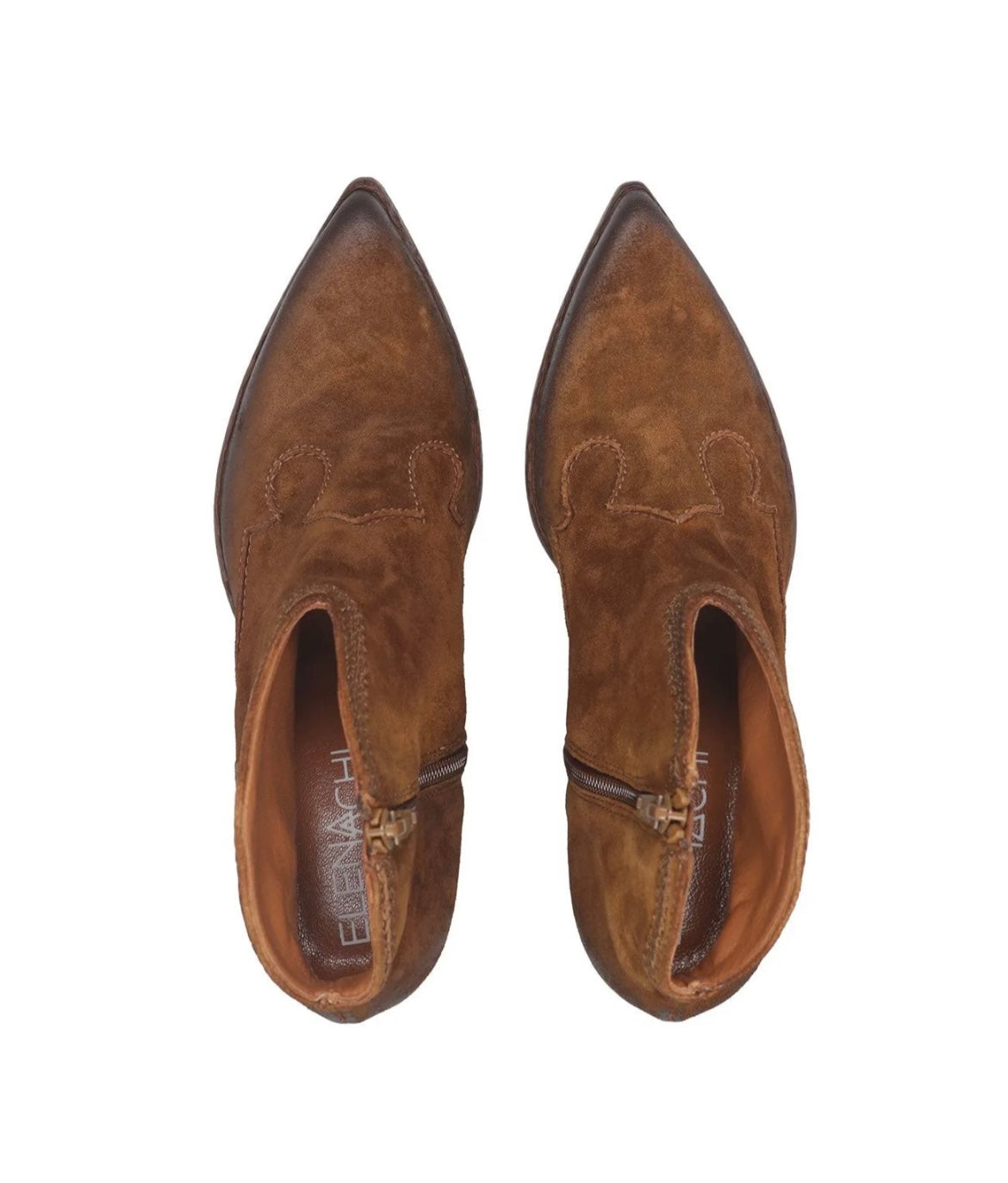 Elena Iachi E4735 Tronchetto Donna Cognac Suede Tacco Largo