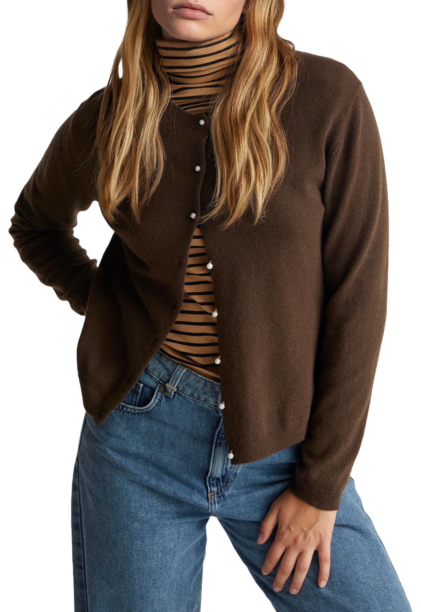 Benetton 1002d501u Cardigan Donna Grigio Girocollo