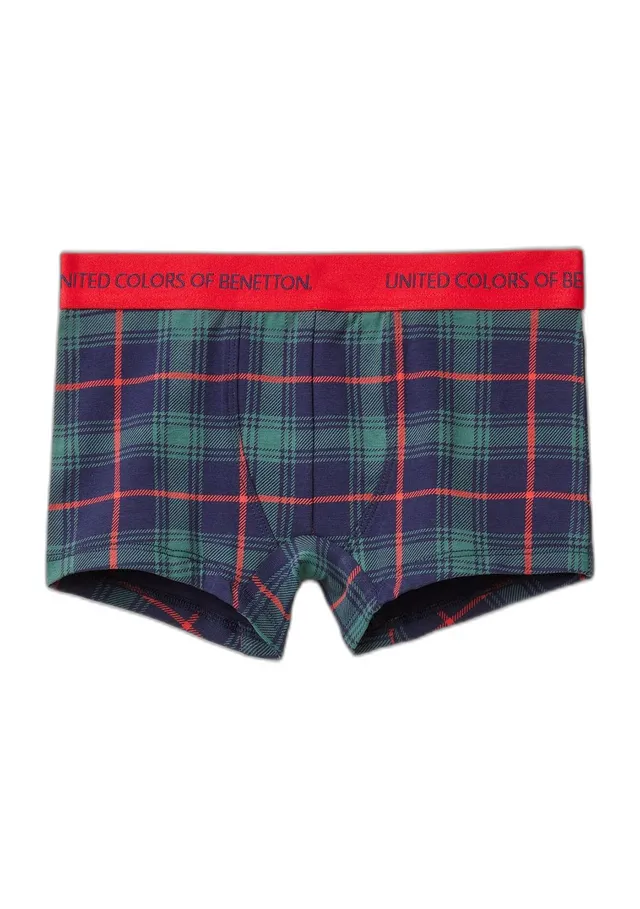 Benetton Boxer Corti Bambino 160 Cotone Blu Stampa Natale