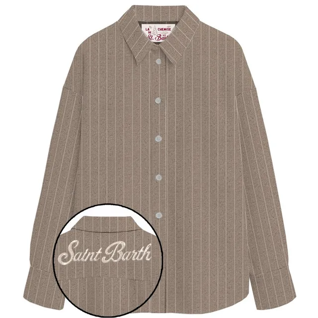 MC2 Saint Barth Gigy Flannel Camicia Donna Beige Gessata