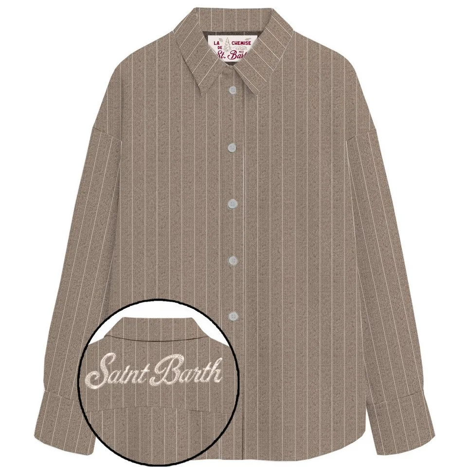 MC2 Saint Barth Gigy Flannel Camicia Donna Beige Gessata