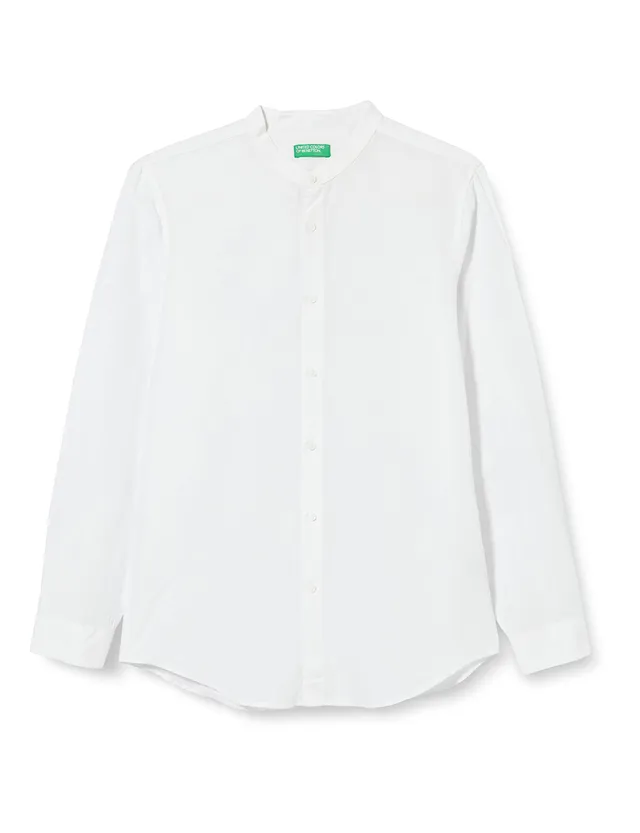 Benetton Camicia uomo slim collo coreana manica lunga