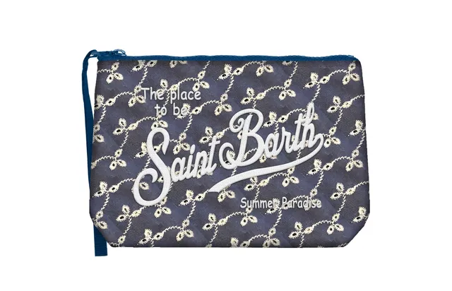 MC2 Saint Barth Aline Sangallo Pochette Navy Ricamata