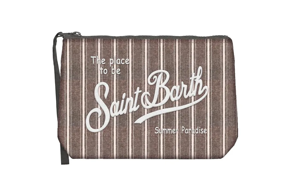 MC2 Saint Barth Aline Cotton 00242L Pochette Cotone Tiny Stripes Marrone
