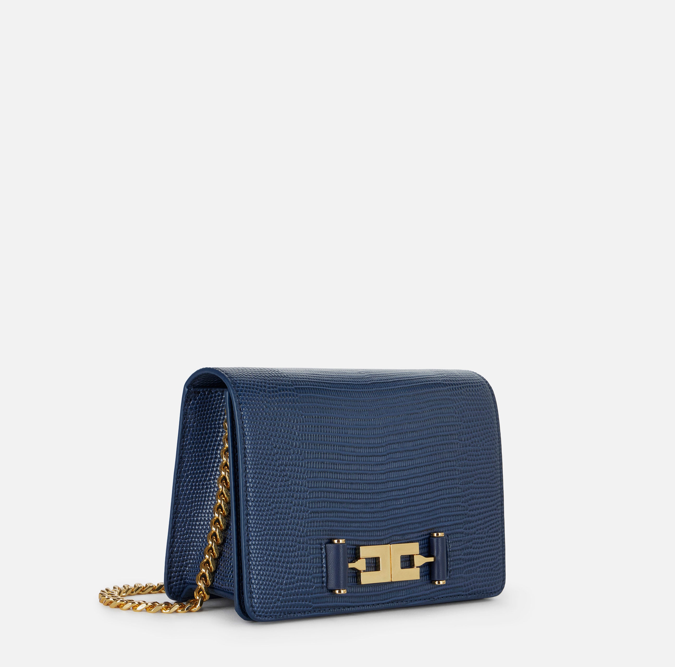 Elisabetta Franchi BS09A66E2 Borsa Blu Notte Lucertola