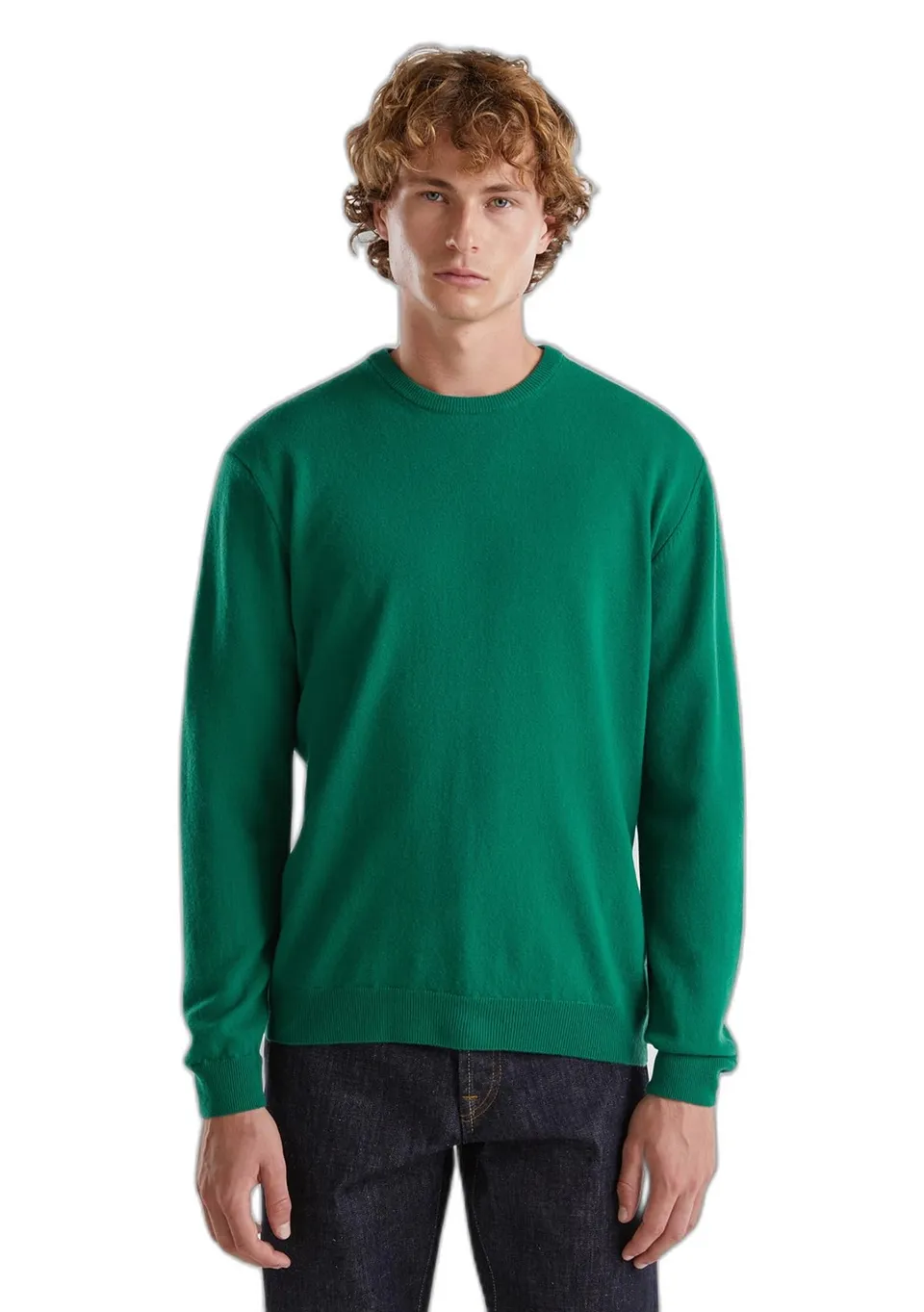 Benetton Maglieria 1002u1g34 maglia uomo verde lana merino S