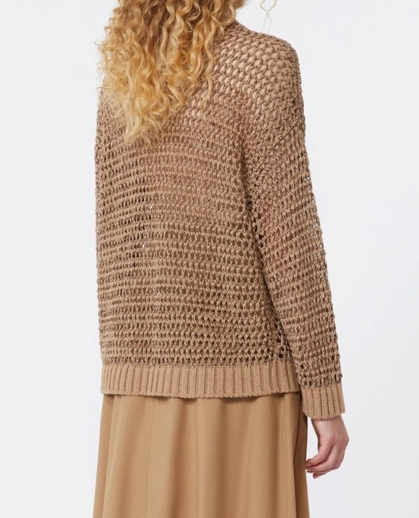 Max Mara Onirica WKDONIRICA Maglia Cuoio Rete Lino Donna