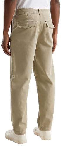 Benetton 4ujmuf042 Pantalone Uomo Verde Oliva 42 lino