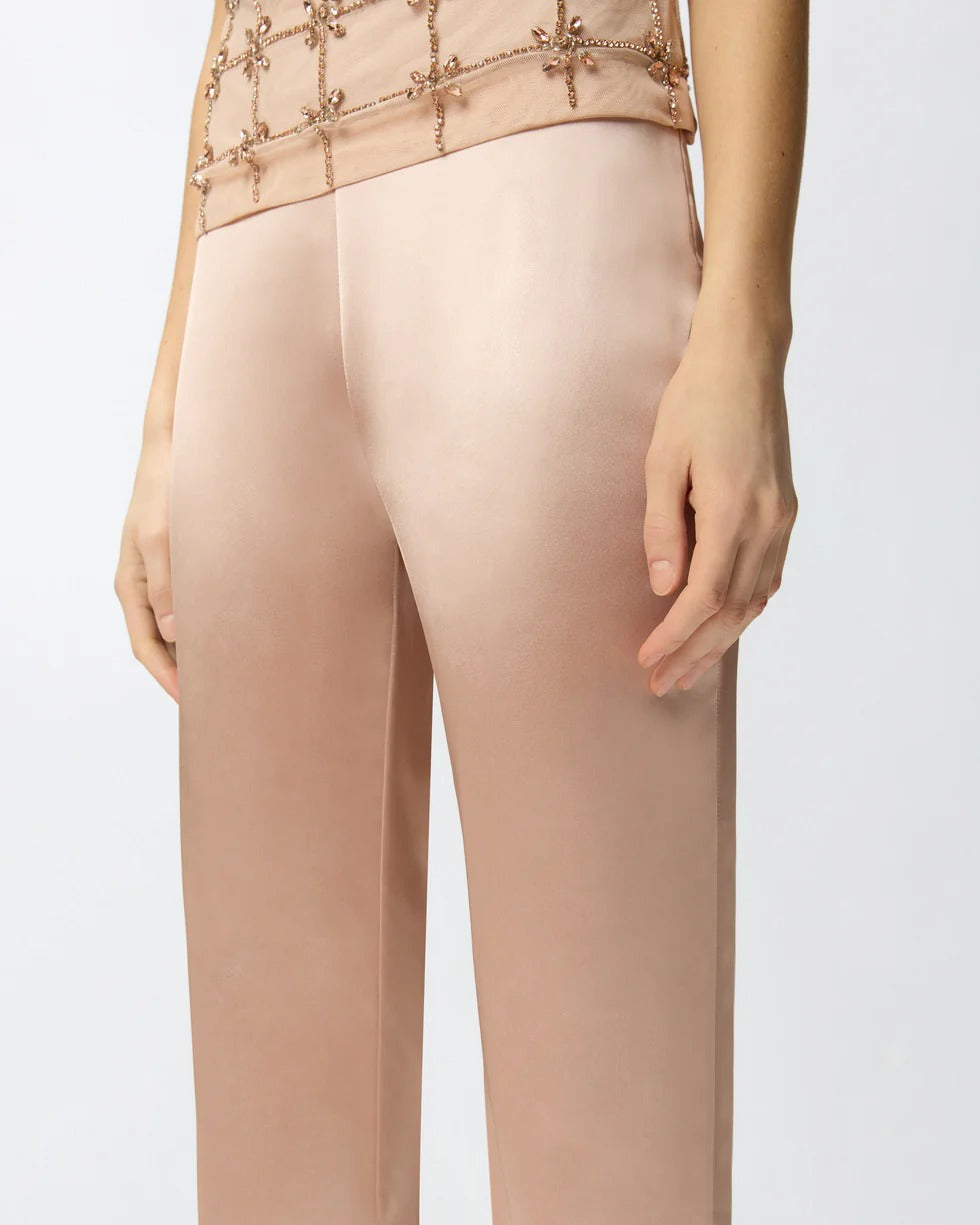 Pinko Pinolo 106434 A361 pantalone donna Rosa Beige satin