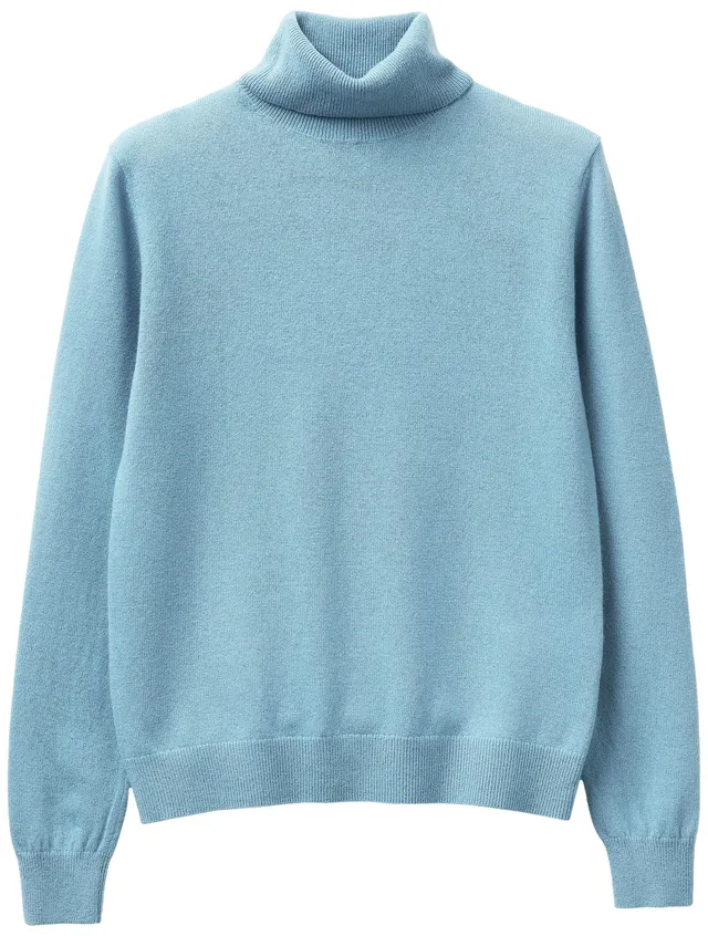 Benetton Maglia Collo Alto Donna Lana Merino Nera