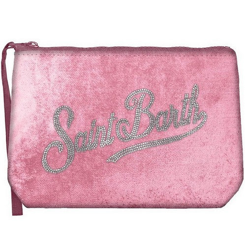 MC2 Saint Barth Aline Velvet 02371M Pochette Rosa Strass