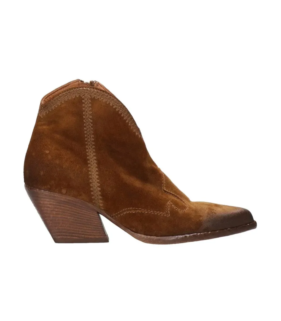 Elena Iachi E4735 Tronchetto Donna Cognac Suede Tacco Largo